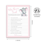 Girl Baby Shower Feud Game — Pack Of 25 — Fun Shower Family Feud Games, Pink Elephant Baby Shower Activity, Little Peanut Baby Shower Fued Games, Couples Shower G500-Bsf1