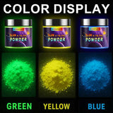 3 Colors Glow In The Dark Powder Set, Blue,Yellow & Green Glow Powder, Epoxy Resin Dye Luminous Pigment Powder For Fine Art, Diy Nail Art, Paint, Cosmetics (3 Colors, 2 Oz Each Color)