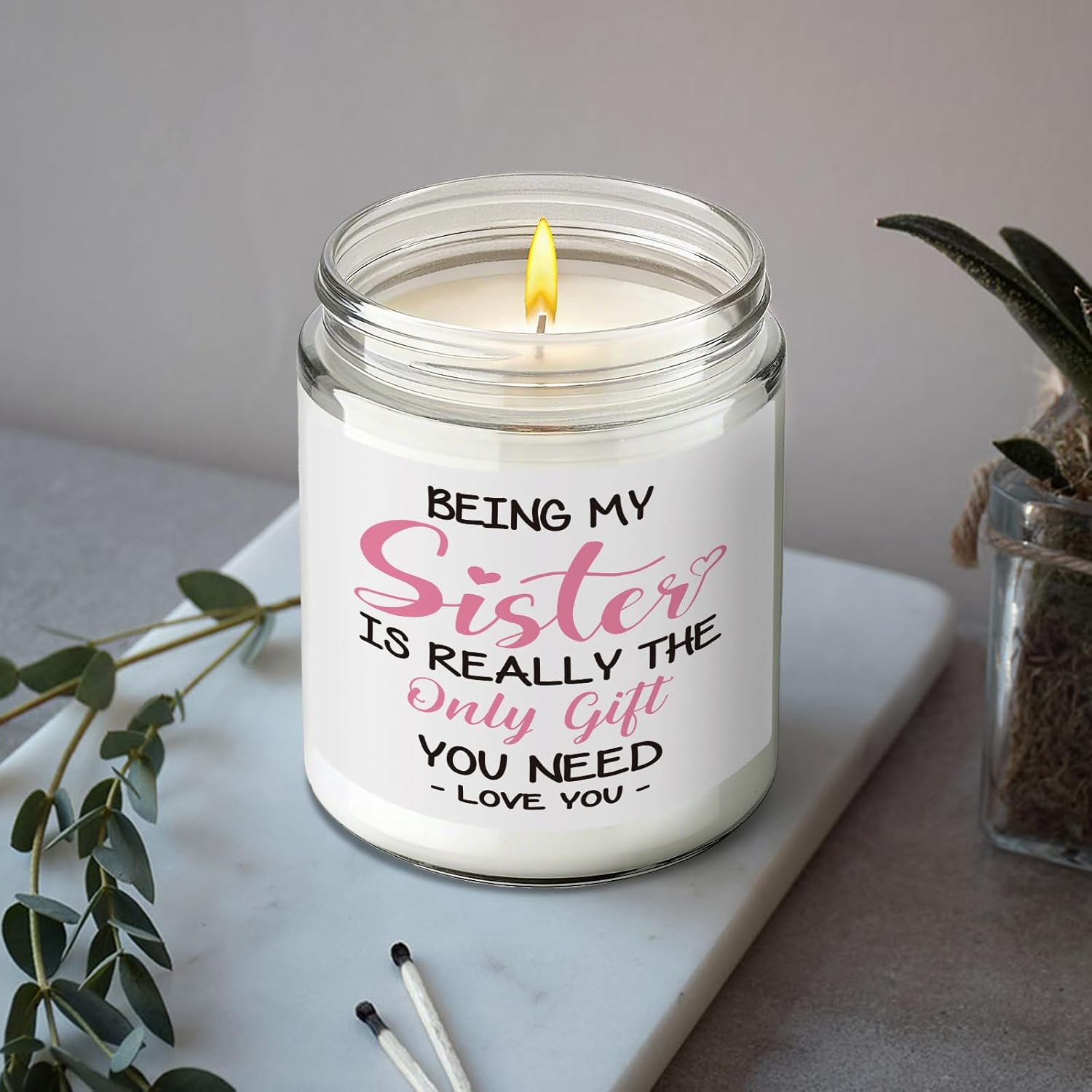 Funny Scented Candle Gifts For Sister From Sisters Brother, Being My Sister Is The Only Gift You Need, Best Friend Candles Gift For Her, Birthday Christmas Candles For Women-29