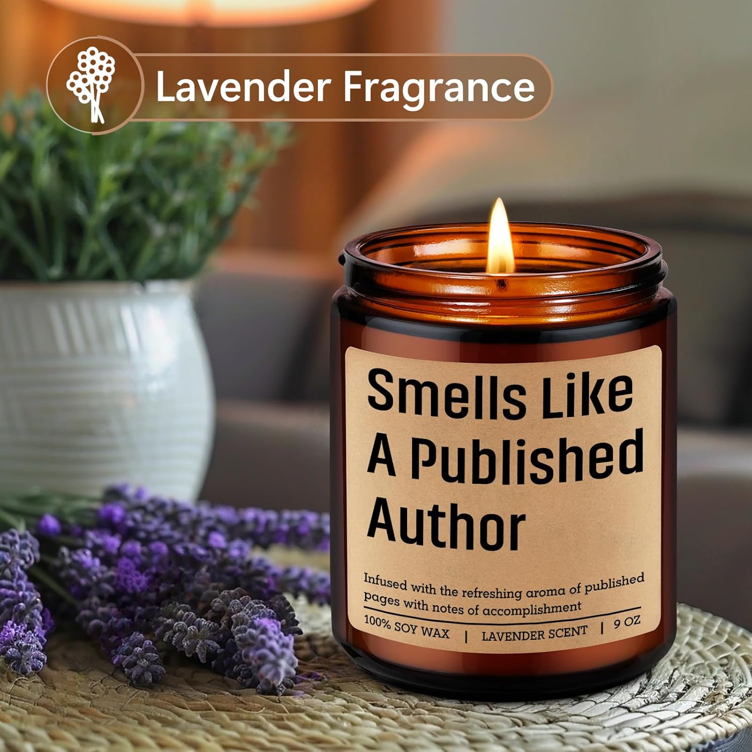 Smells Like A Published Author Candle - Creative Gifts For Writers, Congrats New Author Gifts For Women, Men - Valentines, Literary, Writing Present For Book Writer, Novelist, Poet, Playwright