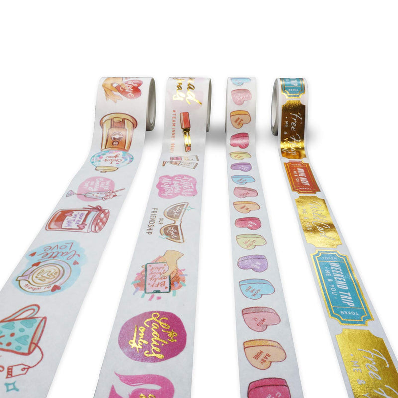 Happy Galentine'S Day Washi Tape Set (4 Rolls, 1.10 Inches By 16 Feet)- Gold F