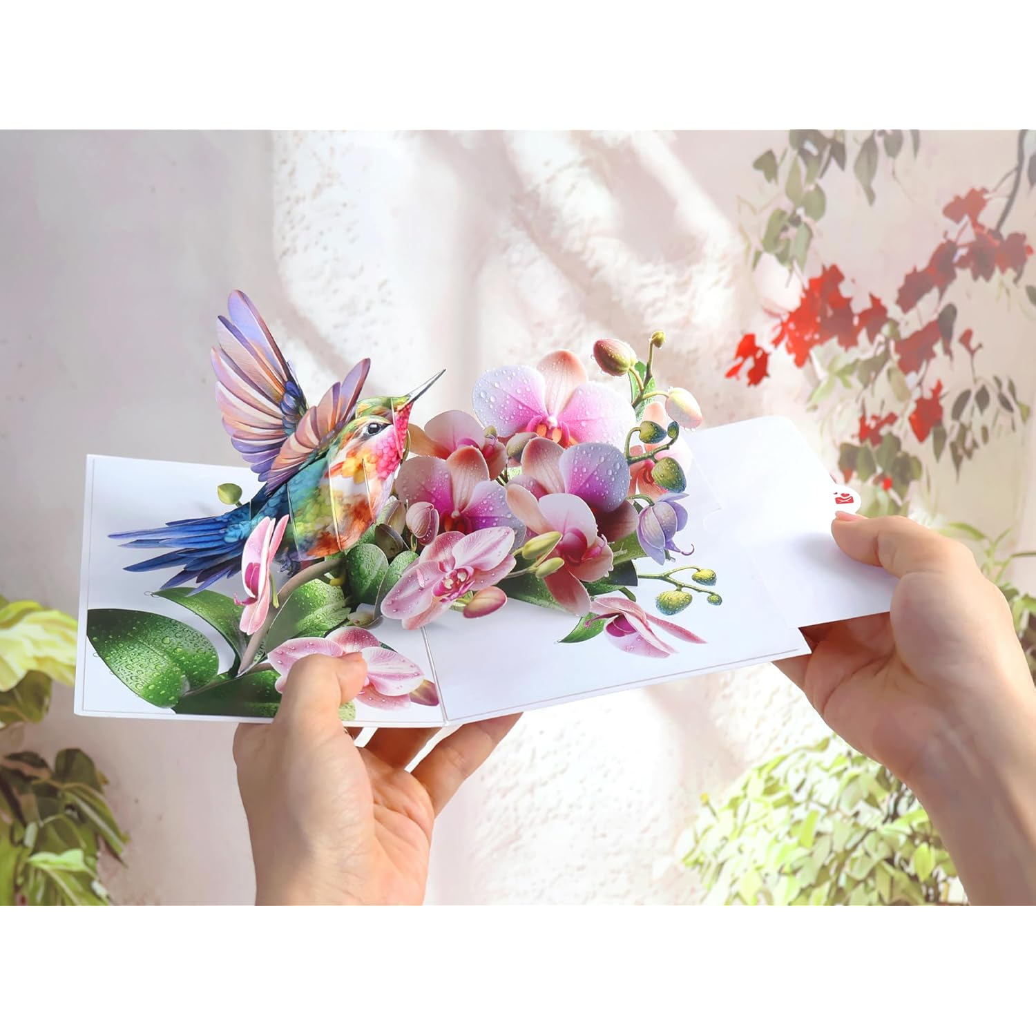 Birthday Cards For Women - Hummingbird Pop Up Card, Handmade Gift For Mom, Wife, Grandma, Daughter, Friend – Greeting Cards For All Occasions (Hummingbird And Orchid)