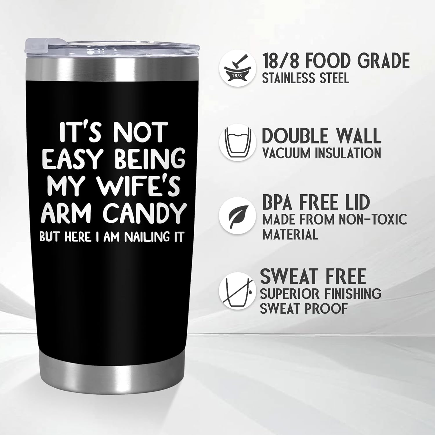 Christmas Birthday Gifts For Husband From Wife - 20 Oz Stainless Steel Insulated Coffee Tumbler With Lid - Anniversary Wedding Gifts Gifts For Him Men Husband From Wife, Presents For Men