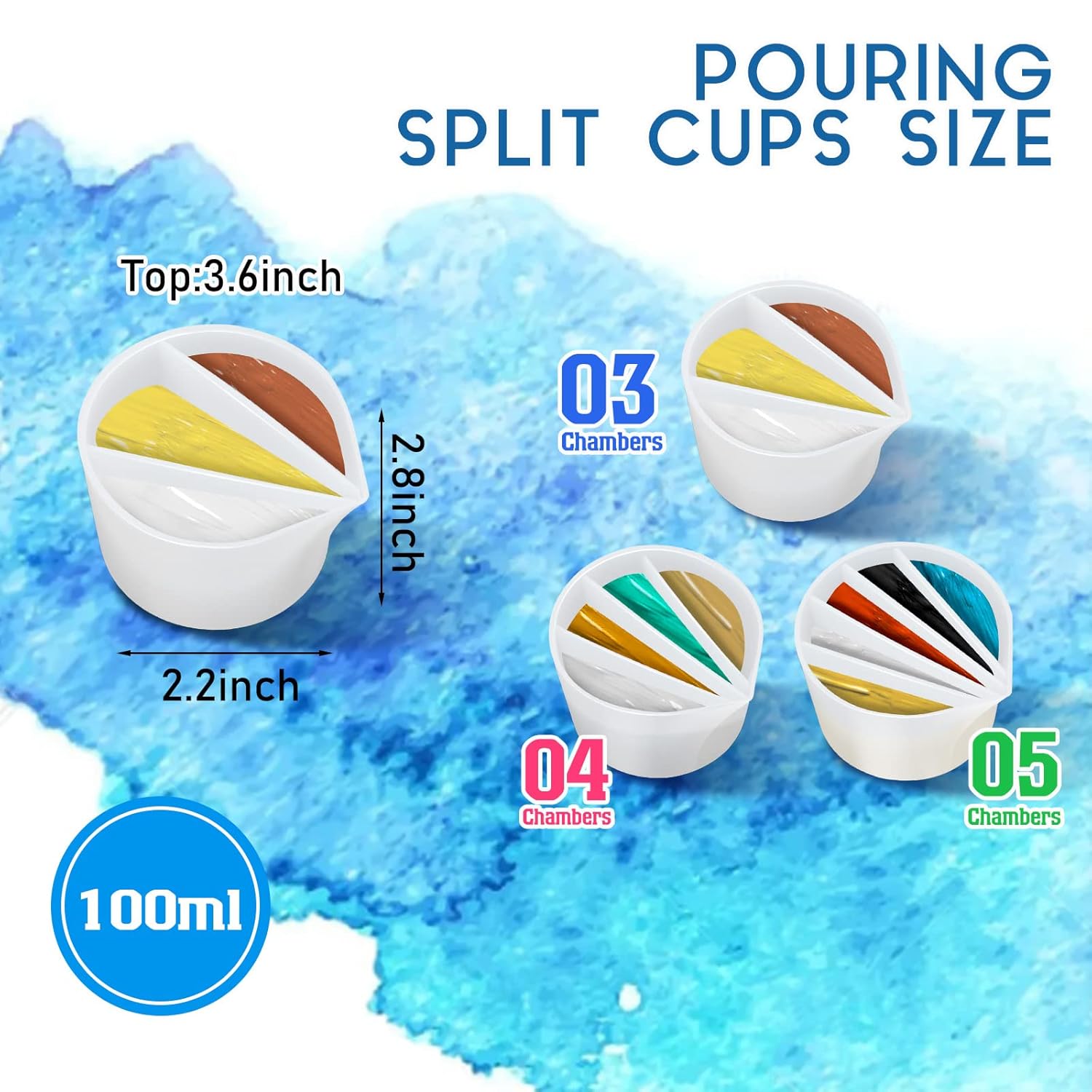 7 Pcs Paint Pouring Supplies Multi Channel Split Cups For Paint Pouring Acrylic Flower Open Tool Supplies For Fluid Art Diy Making Resin Acrylic Drawing Accessories, White