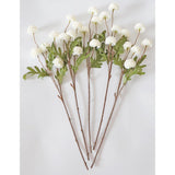 White Mums Artificial Flowers 5Pcs Faux Chrysanthemum Flowers Faux Kiku Flower Chrysanthemums Silk Pompom Mum Mini Chrysanth Balls Artificial Flowers For Centerpieces Arrangements Floral Decoration