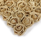 Glitter Roses,25Pcs Gold Roses Artificial Flowers Fake Rose With Stem For Diy Wedding Bridal Bouquet Home Party Decoration(Gold)