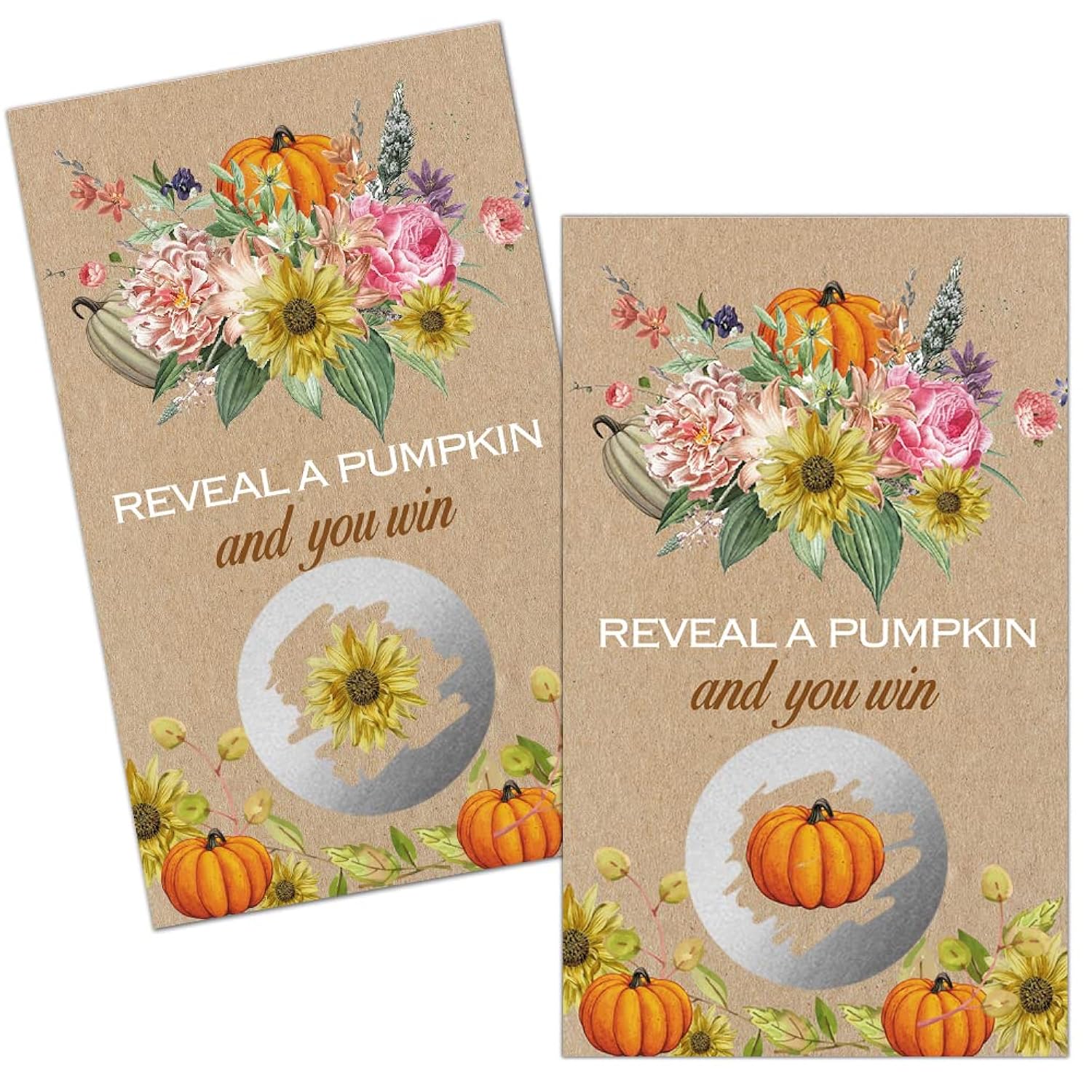 50 Pack Rustic Pumpkin Fall Bridal Shower Scratch Off Game Cards For Country Wedding, Bridal Shower, Bridal Lottery Tickets, Wedding Shower Ideas, Baby Showe
