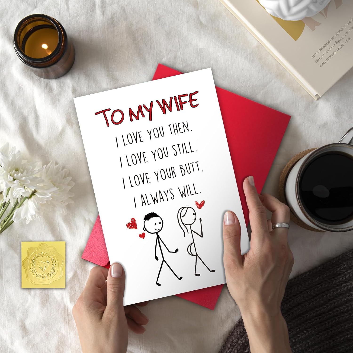 Lovely Valentines Day Card For Wife, Naughty Vday Card From Husband, Funny Valentine’S Gift For Her Fiancee Women, “I Love You Then, I Love You Still, I Love Your Butt, I Always Will”