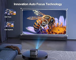 4K Projector, 1080P, WiFi 6, Bluetooth 5.2, Auto Focus, 50% Zoom, iOS/Android