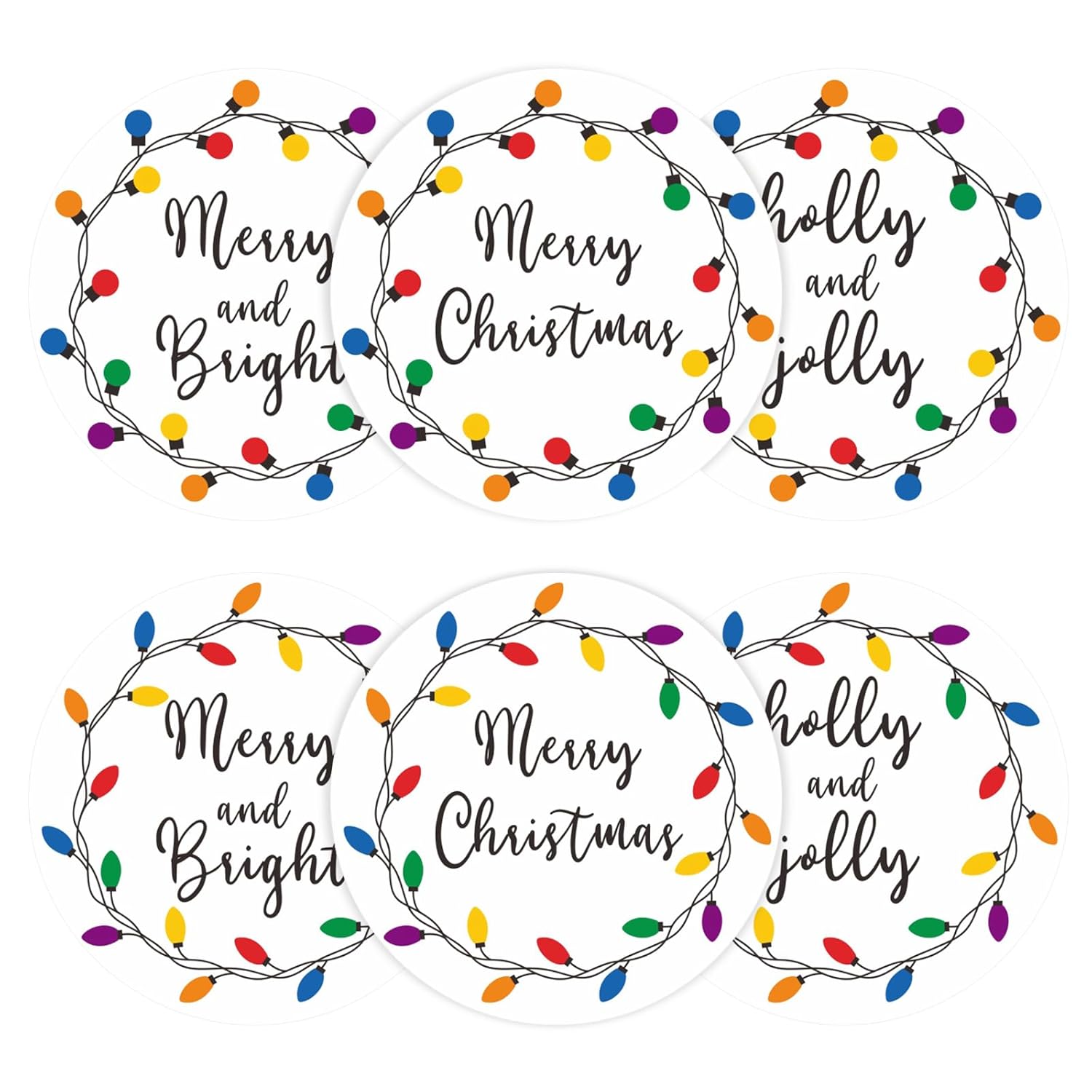 Merry Christmas Gift Stickers,120Pcs 2Inch Christmas Envelope Seal Label Sticker,Self-Adhesive Merry And Bright Stickers,Light Design Xmas Holly And Jolly Sticker,Happy Holiday Sticker For Card