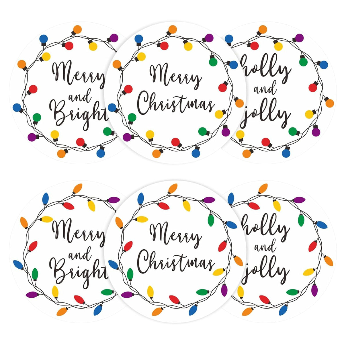 Merry Christmas Gift Stickers,120Pcs 2Inch Christmas Envelope Seal Label Sticker,Self-Adhesive Merry And Bright Stickers,Light Design Xmas Holly And Jolly Sticker,Happy Holiday Sticker For Card
