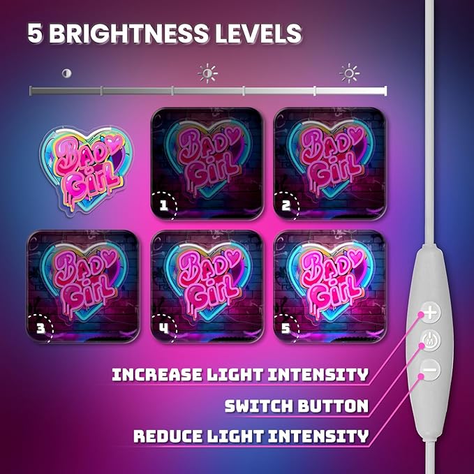 Bad Girl Neon Sign Pink LED Wall Light Dimmable Acrylic Neon Decor for Bedroom Bar Party Room