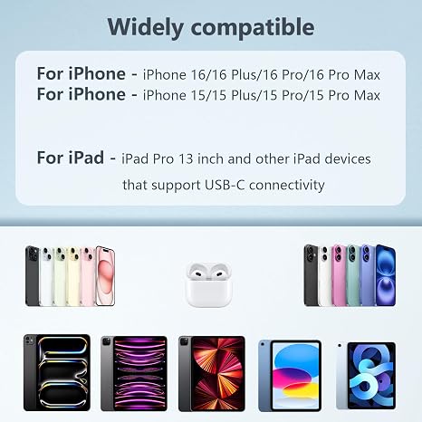 2 Pack 20W USB C Fast Charger with 10FT USB C Cable for iPhone 17 16 15 Pro Max Wall Charger