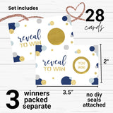 Blue & Gold Scratch Off Game Cards (28 Pack) - Fun Bridal Shower Game Ideas - Modern Wedding Activity - Holiday Lottery Tickets, Raffle Drawing, Instant Win Scratchers - Party Favors