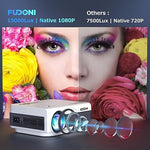 1080P 5G WiFi Bluetooth Projector, 15000L, 4K, 300", Portable, Screen Incl.