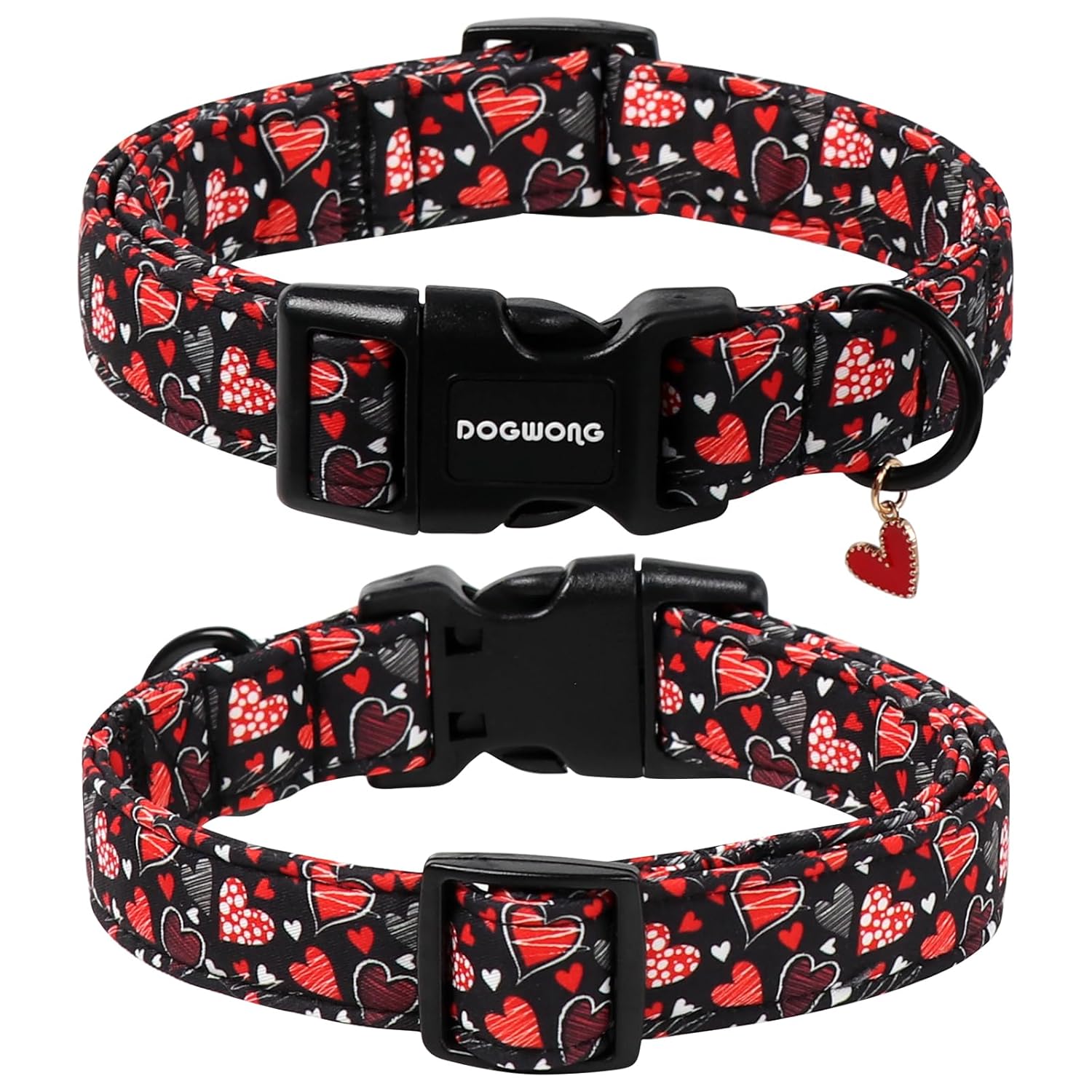 Valentine'S Day Dog Collar, Red Heart Dog Collars Female Or Male Adjustable Cotton Pet Collar With Quick Release Buckle For Small Medium Large Dogs,Xs