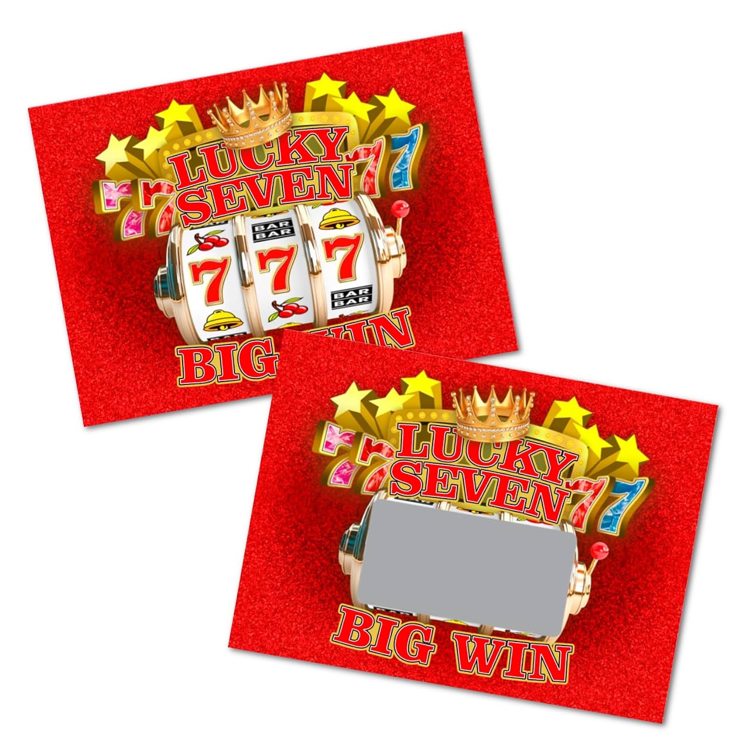 Lucky 7 Scratch Off Game Cards, Slot Machine 25 Count Bulk Game Cards For Business Party Prizes, Promotions, Employee Rewards, Fundraisers, And Casino Events. Made In Usa, Red