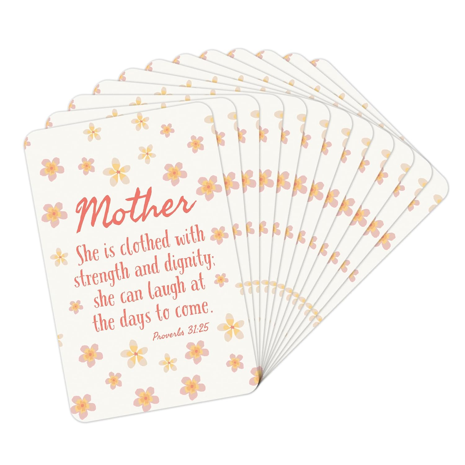 Wallet Scripture Cards - Mother, Prov 31:25 - Pack Of 12 Inspirational Christian Cards With Scripture Encouragement, Bible Verse Cards For Women & Men, Daily Prayer Cards For Devotions