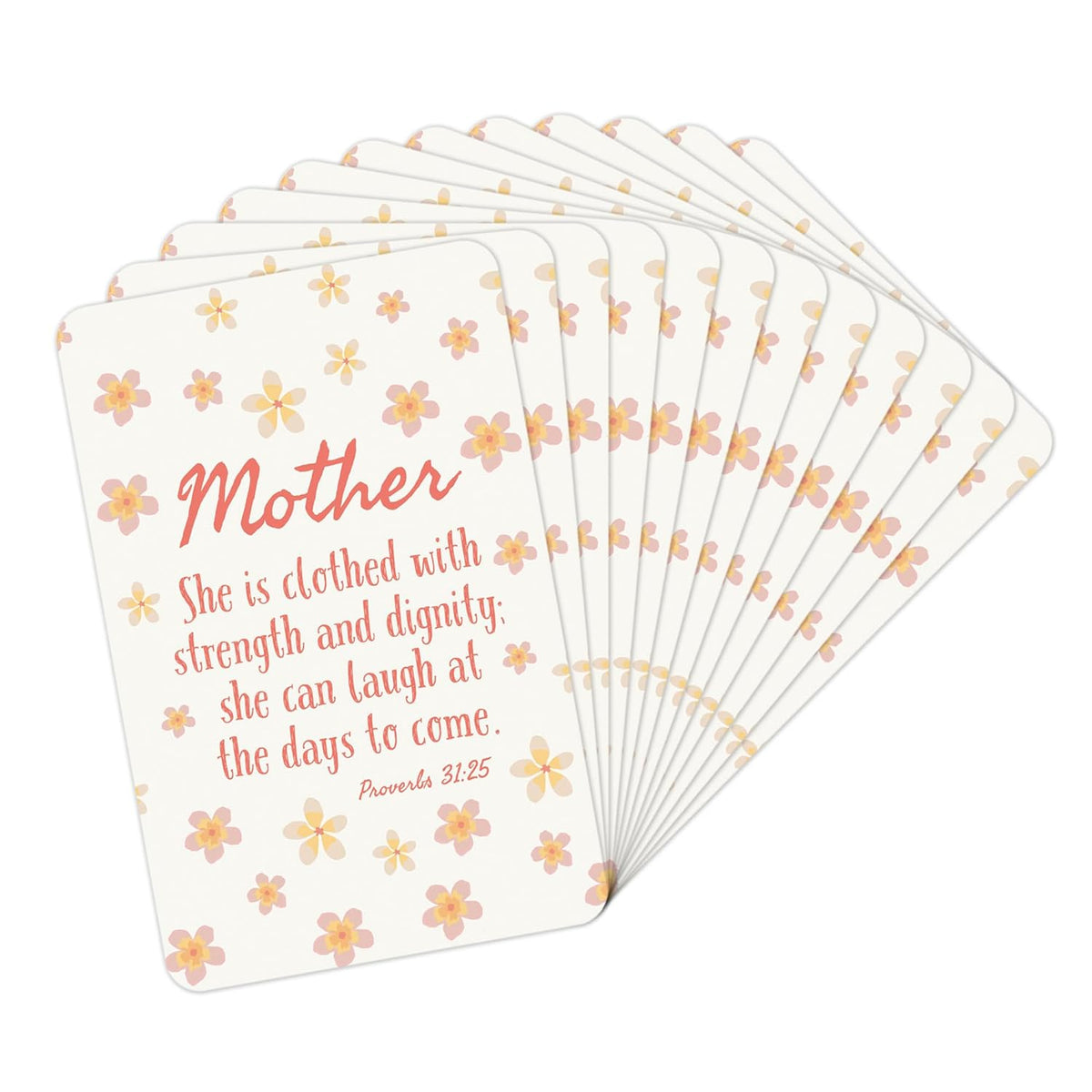 Wallet Scripture Cards - Mother, Prov 31:25 - Pack Of 12 Inspirational Christian Cards With Scripture Encouragement, Bible Verse Cards For Women & Men, Daily Prayer Cards For Devotions
