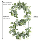 Gypsophila Artificial Eucalyptus Garland 2 Pack, 5.8Ft Faux Baby Breath Flowers Vine, Real Touch Hanging Flower Decor For Wedding Arch Party (White)