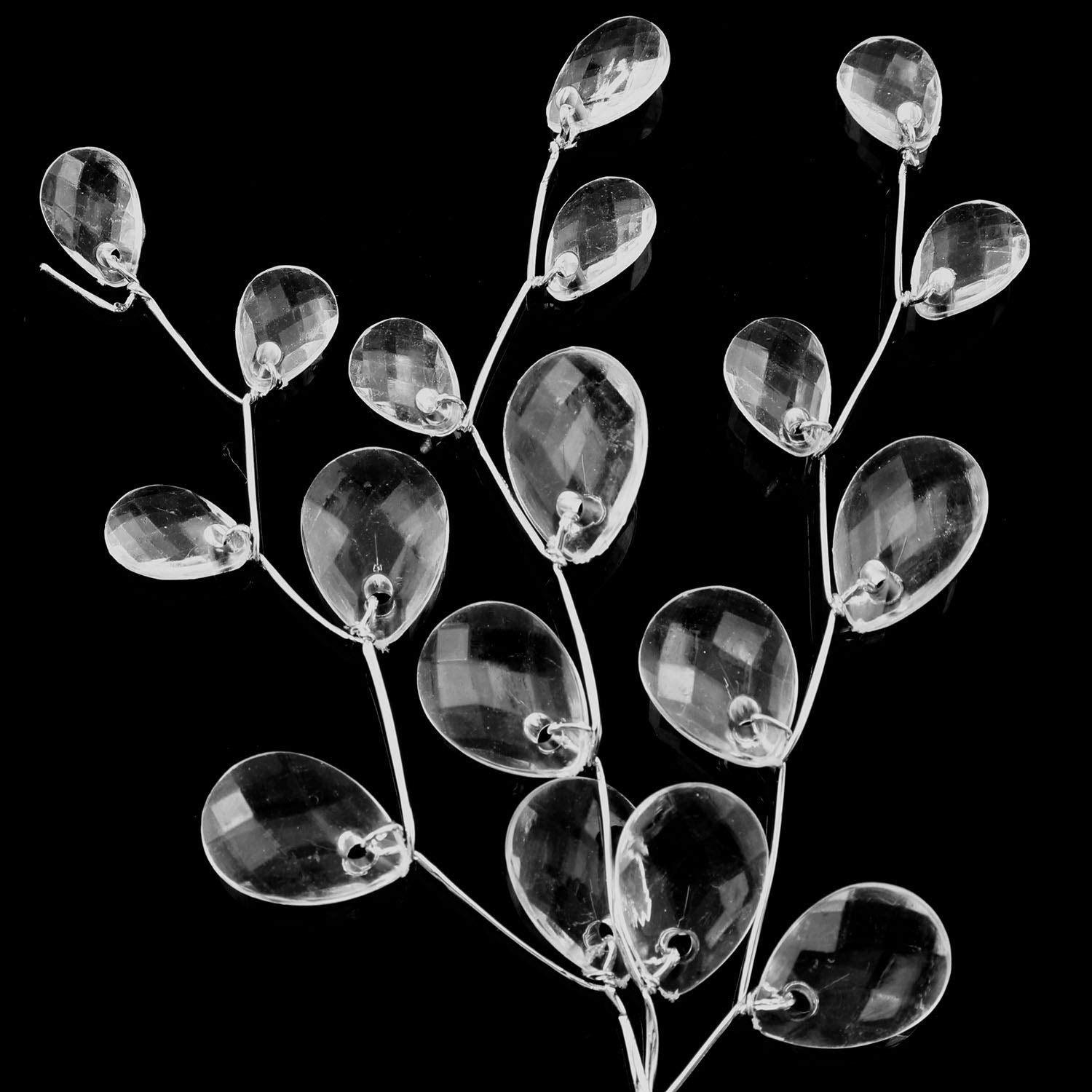 Artificial Flower Bouquet 50Pcs White Plastic Artificial Flower Stem With Crystal Acrylic Bead Drop For Wedding Party Home Decor 15Cm Crystal Bud Branches
