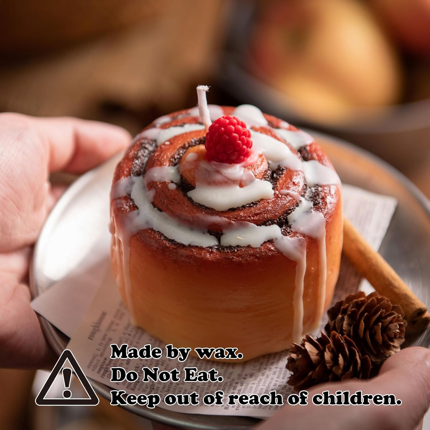 Raspberry Cinnamon Roll Realistic Food Vegetable Wax Candle