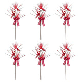 6 Pcs Valentine'S Day Heart Shaped Berry Feather Picks, 19.7 Inch Artificial Red White Heart Berry Flower Stems For Wedding Christmas Home Vase Decor