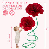 2 Pcs 5 Ft Large Rose Flowers Giant Artificial Roses Valentine Standing Huge Handcrafted Flowers For Window Reception Banquet Ceremony Floral Decor Garden Hotel Office Birthday Wedding Party