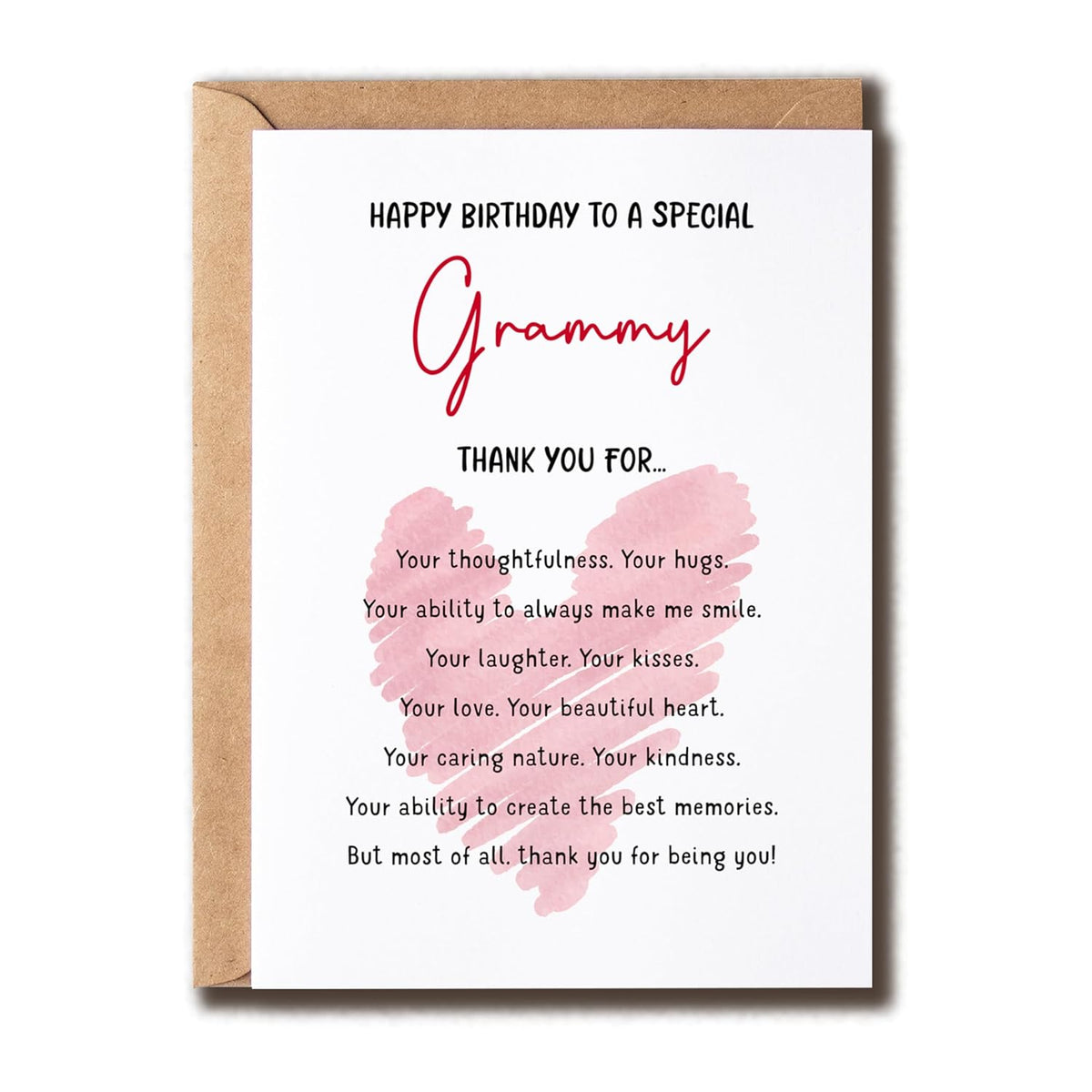 Happy Birthday To A Special Grammy Card - Thank You - Birthday - Sweet Greeting - Cute Card For Grammy