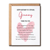 Happy Birthday To A Special Grammy Card - Thank You - Birthday - Sweet Greeting - Cute Card For Grammy