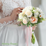 12 Bundles Valentine'S Artificial Flowers Peonies Silk Rose Faux Dahlia Fake Chamomile Hydrangea Bouquet Floral Arrangements Bulk For Vase Home Wedding Party Centerpiece(Cream White)