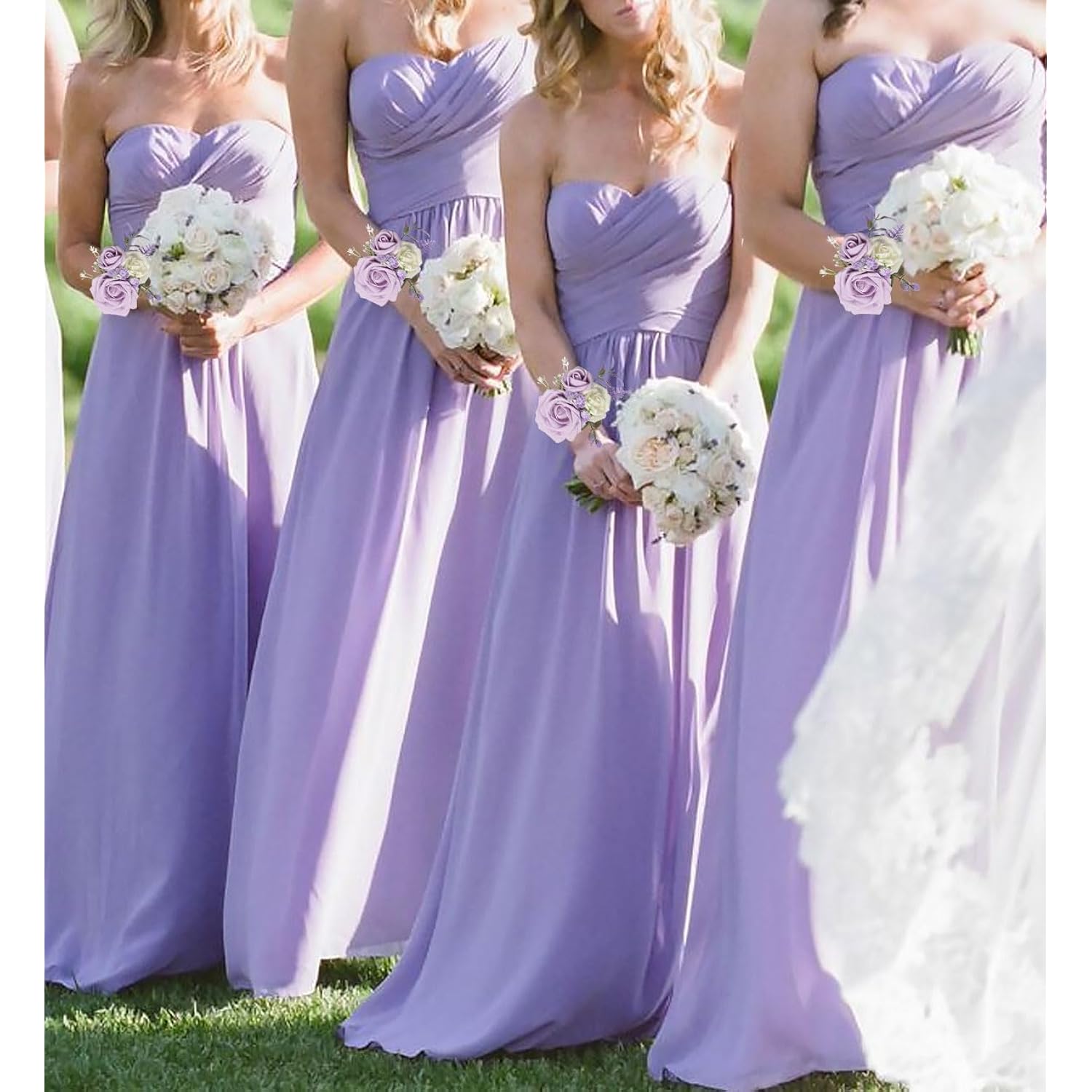 Purple Corsage For Wedding Bridesmaid Mother Grandmother, Set Of 6 Prom Artificial Flower Corsage Wristlet Wristband For Women Girls Hand Flowers For Homecoming Ceremony Anniversary Suit