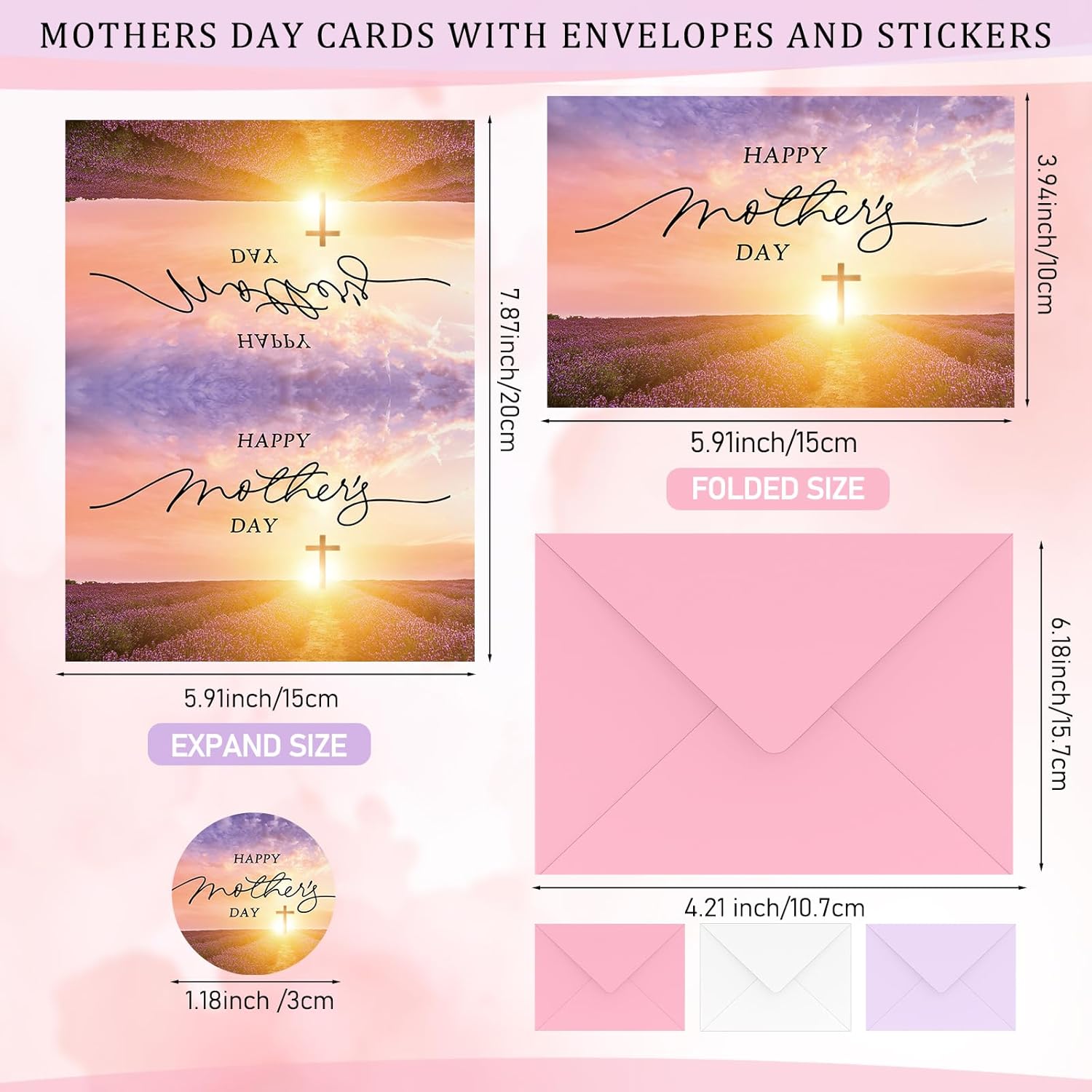 30 Sets Mother'S Day Cards With Envelopes Christian Religious Cards Religious Notes Thank You Notes With Stickers Bible Verses Gift Card For Mom Wife Birthday Festival