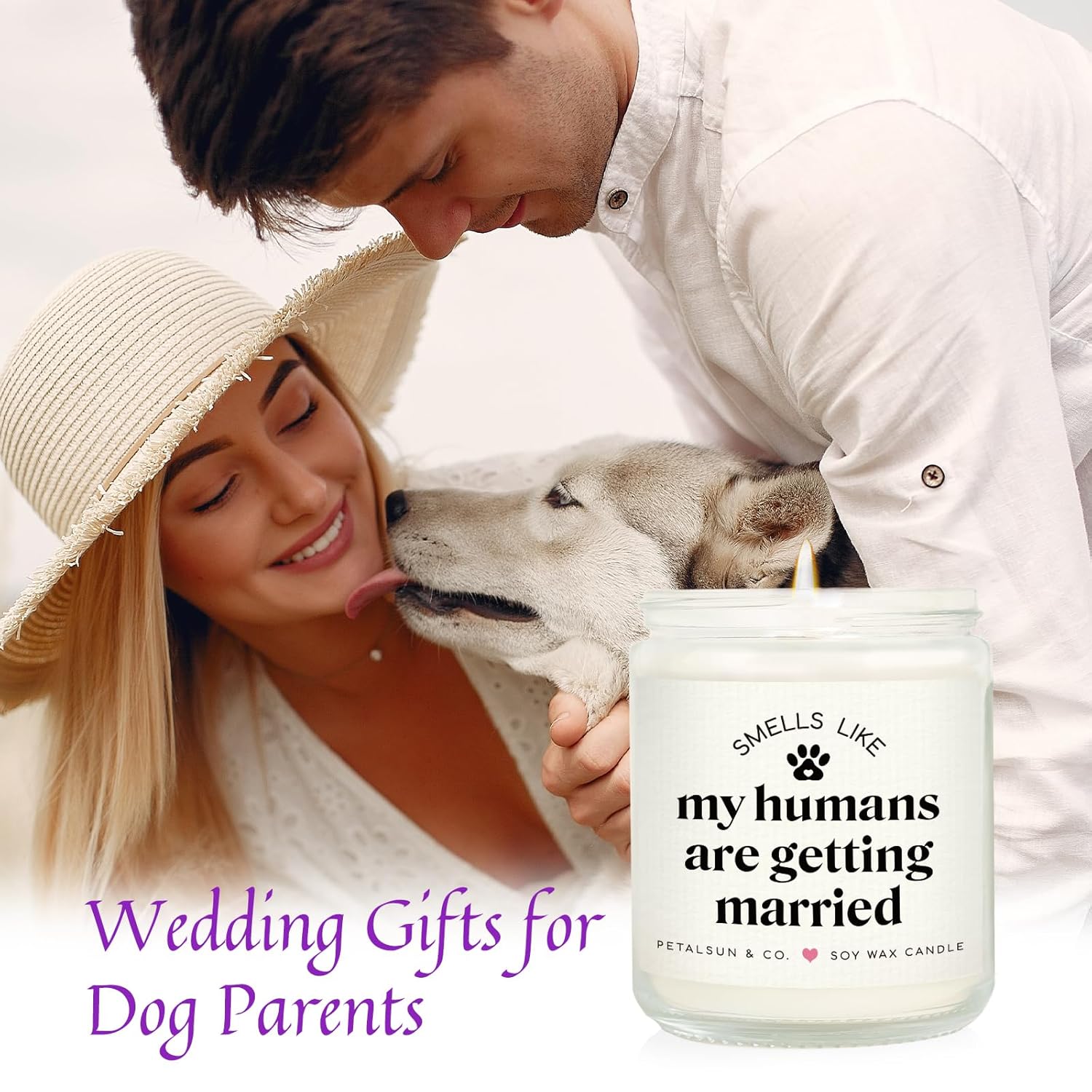 Funny Bridal Shower Gifts For Dog Lovers, My Humans Are Getting Married, Lavender Scented Soy Wax Candle, Wedding & Bachelorette & Engagement Gift For Couples, Bride To Be(7Oz)