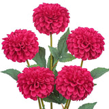 5Pcs Artificial Dahlia Flowers Large 21.2" Fake Silk Flowers Rose Red Real Looking Dahlia With Long Stems For Diy Wedding Bouquets Centerpieces Arrangements Bridal Party Home Decorations