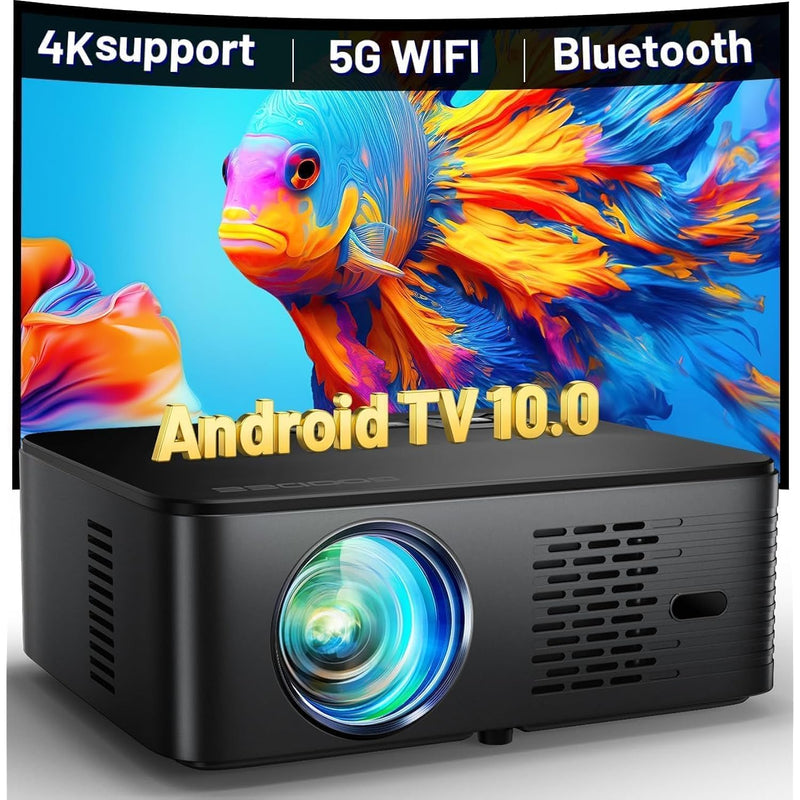 Projector 4K Supported, Outdoor Projector With Wifi And Bluetooth, Android Tv