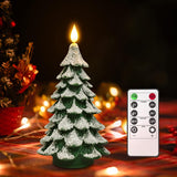 Christmas Tree Led Candle With Remote Timer, 4.13X7.9 Inch Real Wax Battery Operated Pillar Candle Flameless Flickering For Xmas Eve Gift Holiday Home Party Room House Decor
