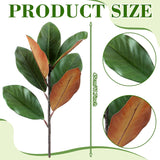 6 Pcs Magnolia Artificial Leaves Branches 3D Magnolia Pick Real Touch Faux Stems Simulation Leaves Twigs For Indoor Outdoor Vase Filling Home Office Table Decoration (Green,18 Inch)