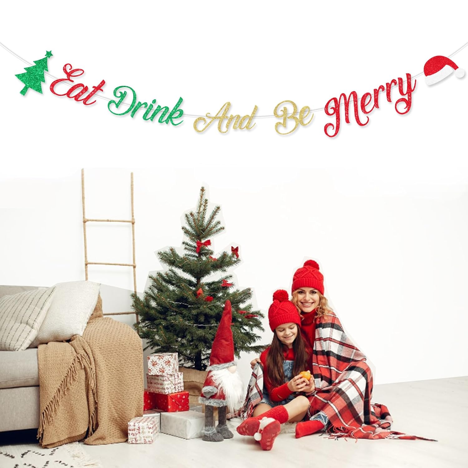 Eat Drink And Be Merry Decorations 15Pcs Eat Drink And Be Merry Banner Red Green Gold Christmas Glitter Paper Decor For Christmas Birthday Party New Year Party Baby Shower Bridal Shower