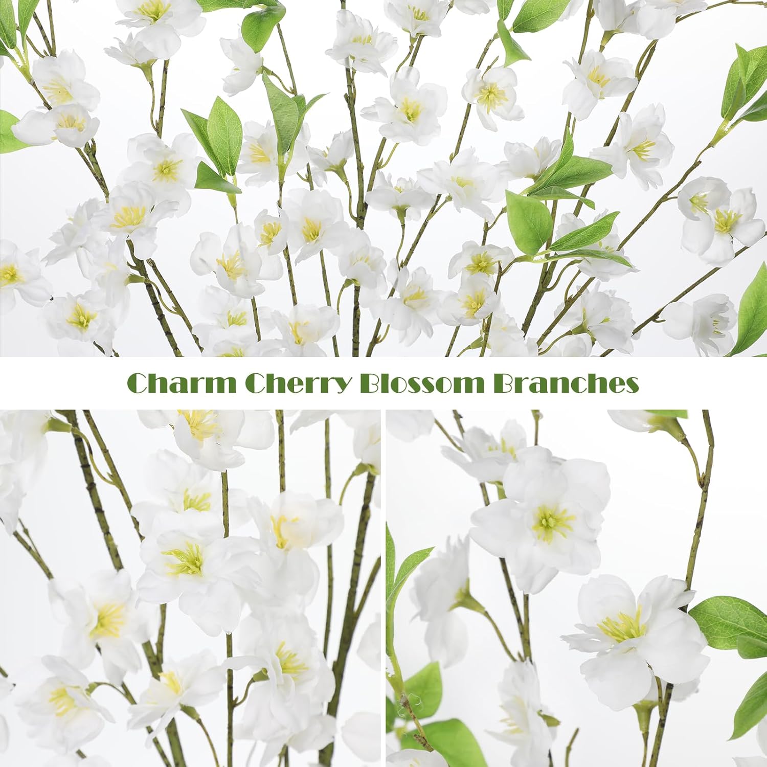 3 Pcs White Cherry Blossom Branches 39.4" Silk Flowers With Stems Long Stem Artificial Flowers For Spring Summer Indoor Decoration Faux Flower For Vase Arrangements Table Centerpiece Wedding Decor