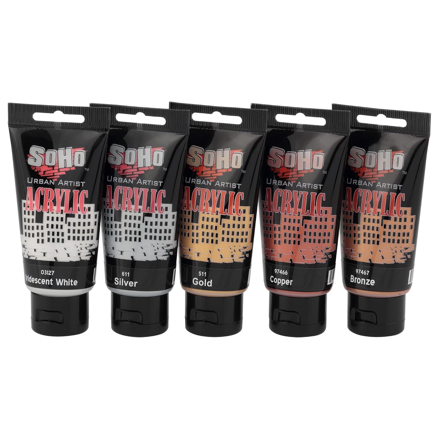 Heavy Body Acrylic Paint - Set Of 5-75Ml - Metallic - Thick, Rich Color, Excellent Coverage, Professional Quality - Artists Acrylic Paint