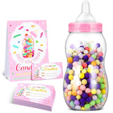 Baby Shower Games 15'' Giant Plastic Bottles Guess How Many Baby Shower Games Large Bottle With Sign 50 Guessing Cards For Gender Reveal Party Favors(Pink)