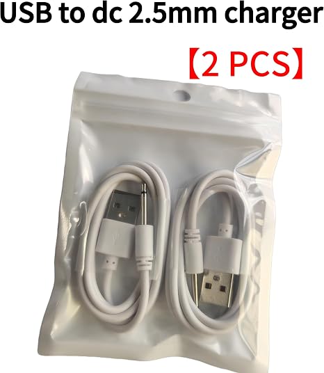 2 Pack 2.5mm DC USB Charging Cable 2.7FT Replacement Cord for Beauty Devices