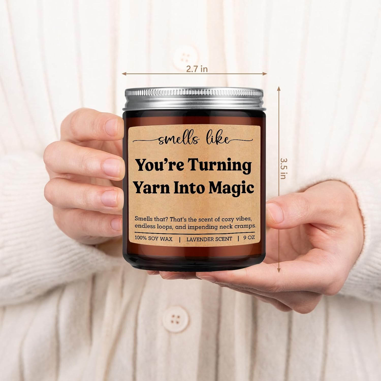 Scented Candle - Gifts For Crocheters, Knitters - Crochet Gifts, Cool Knitting Presents For Women, Friend, Mom, Men - Funny Valentine, Birthday Ideas For Crocheting Lovers, Yarn Lovers, Crafters