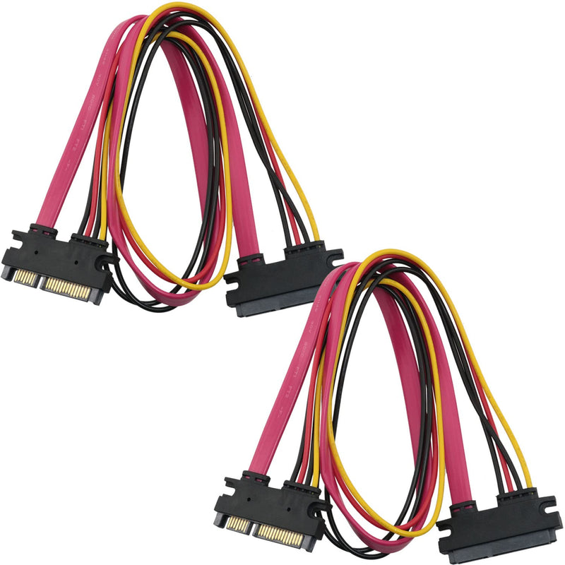 22-Pin Sata Extension Cable 2Sets 50Cm Sata 22 Pin (7+15) Male To Female Data