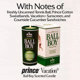 Ball Boy Tennis Scented Candle By Prince X Sunscreen, Premium Soy-Blend Wax, 65-Hour Long Burning, Sport Gift For Women & Men, 8 Oz.