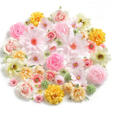 Fake Flowers Heads Bulk Pink Green Mini Artificial Silk Flower For Crafts, Small Artificial Daisy Roses Faux Flowers For Graduation Cap Diy Cake Wedding Party Home Garland Decoration