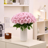 60 Pcs Fake Dusty Pink Roses, Artificial Burgundy Flowers Bulk Realistic Silk Faux Rose With Stems For Wedding Decoration Anniversary Bridal Bouquet Diy Floral Arrangement Romantic Home Decor Gifts