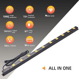 10 Outlet Heavy Duty Metal Power Strip 6FT 1000J Surge Protector Black