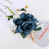 2 Pieces Artificial Flowers Corsage And Boutonniere Set For Wedding Prom Party Celebration Business Event Suit Decorations-Blue (W4-B1-Zzh)